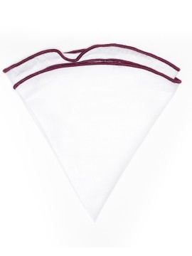 White Linen/Plum Trim Linen Pocket Circle